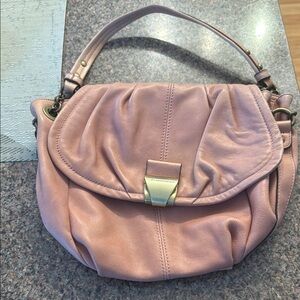 Pink Shoulder Bag with Gold Clasp and Hobo Shape